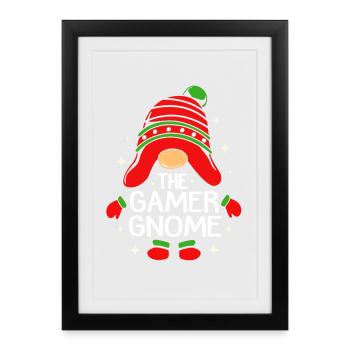 Gnome Gaming Gamer - Affiche encadrée (27 × 37 cm) - noir - Devant