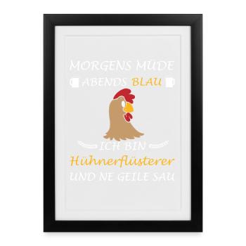 Poulets Poulet Chuchotement Poulet Ferme Dire Poulet - Affiche encadrée (27 × 37 cm) - noir - Devant