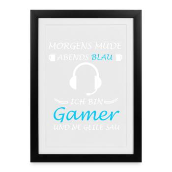 Gamer Nerd Console Gamer Gamer Gaming - Framed poster (27 × 37 cm) - black - Front