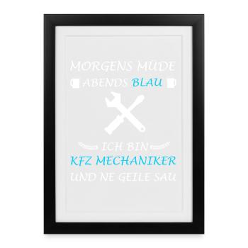 Mécanicien automobile Maître Atelier Auto Garage - Affiche encadrée (27 × 37 cm) - noir - Devant