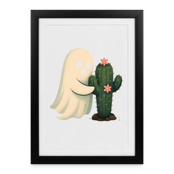 Cactus ami fantôme câlin cactus - Affiche encadrée (27 × 37 cm) - noir - Devant