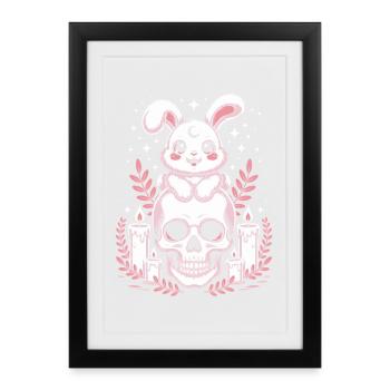 Lapin Goth Kawaii Pastel - Affiche encadrée (27 × 37 cm) - noir - Devant