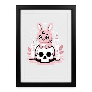 Lapin Goth Kawaii Pastel - Affiche encadrée (27 × 37 cm) - noir - Devant