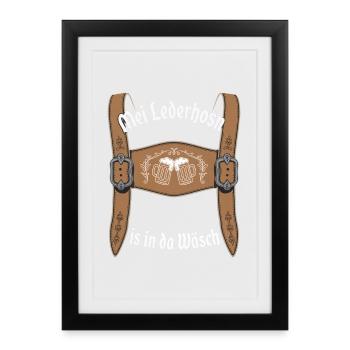 Mei Lederhosn Is In Da Wäsch Bier - Framed poster (27 × 37 cm) - black - Front