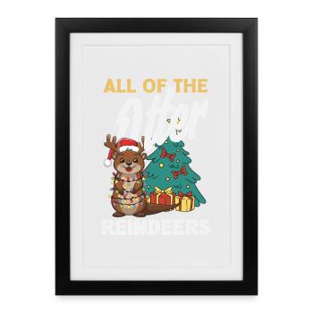 Loutre de mer Jeu de mots Renne de Noël - Affiche encadrée (27 × 37 cm) - noir - Devant