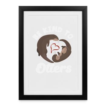 Sea Otter Cartoon Heart Child - Framed poster (27 × 37 cm) - black - Front