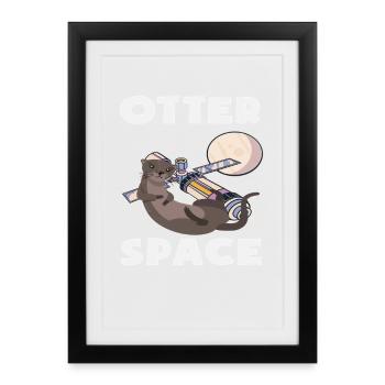Sea Otter Cartoon Space Pun - Framed poster (27 × 37 cm) - black - Front