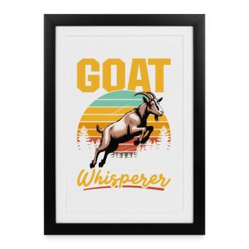Drôle d’animal de la ferme chèvre - Affiche encadrée (27 × 37 cm) - noir - Devant