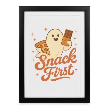 Snack First Halloween Ghost Costume Fun - Affiche encadrée (27 × 37 cm) - noir - Devant