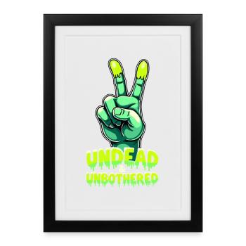 Undead and Unbothered Peace Sign Zombie - Framed poster (27 × 37 cm) - black - Front