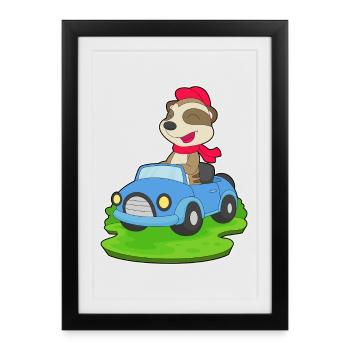 Meerkat Car - Framed poster (27 × 37 cm) - black - Front
