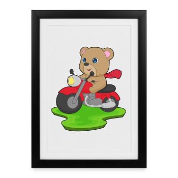 Moto Ours - Affiche encadrée (27 × 37 cm) - noir - Devant
