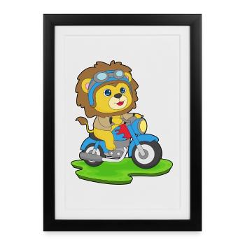 Moto Lion - Affiche encadrée (27 × 37 cm) - noir - Devant