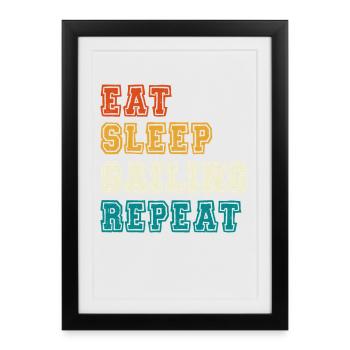 Manger dormir Naviguer Répéter - Affiche encadrée (27 × 37 cm) - noir - Devant