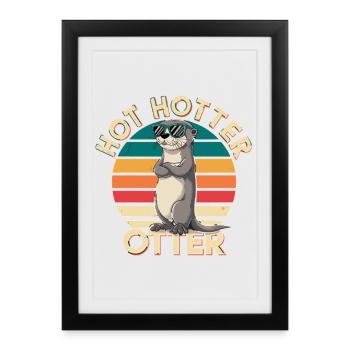 Hot Hotter Otter Drôle Loutre Disant Rétro - Affiche encadrée (27 × 37 cm) - noir - Devant
