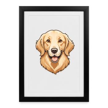 Illustration de la tête du Golden Retriever - Affiche encadrée (27 × 37 cm) - noir - Devant