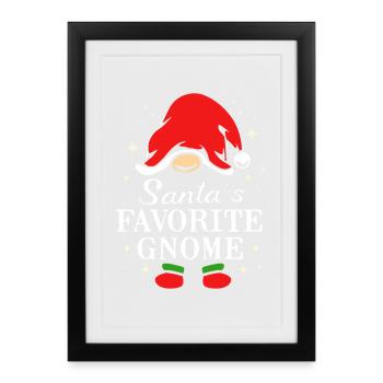 Gnome Santa Claus - Framed poster (27 × 37 cm) - black - Front