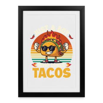 Juste un garçon qui aime les tacos Funny Vibes - Affiche encadrée (27 × 37 cm) - noir - Devant
