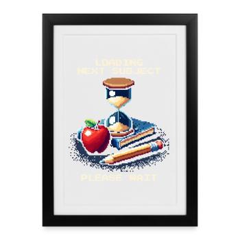 Chargement du bac suivant | École-maison Patience Humour - Affiche encadrée (27 × 37 cm) - noir - Devant