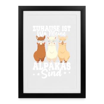 Alpaga Fan LA MAISON EST LÀ OÙ SONT MES ALPAGAS - Affiche encadrée (27 × 37 cm) - noir - Devant