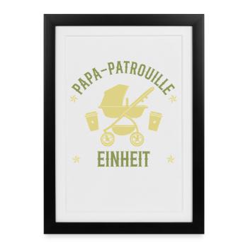 UNITÉ DE PATROUILLE PAPA Drôle - Affiche encadrée (27 × 37 cm) - noir - Devant