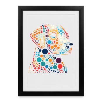 Chemise tachetée Vibrant Dot Skull Portrait - Affiche encadrée (27 × 37 cm) - noir - Devant