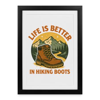 Hiking Boots Hikers - Framed poster (27 × 37 cm) - black - Front