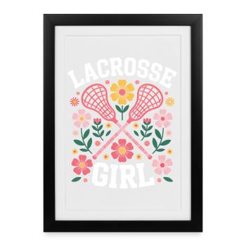 Lacrosse Disant Fille Drôle Lacrosse Cadeau - Affiche encadrée (27 × 37 cm) - noir - Devant