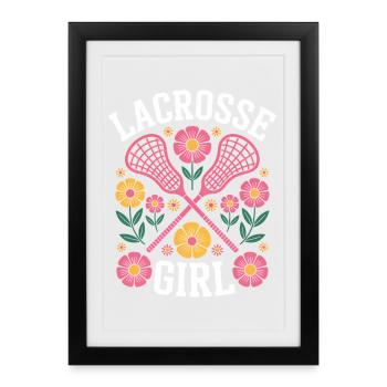 Lacrosse Disant Fille Drôle Lacrosse Cadeau - Affiche encadrée (27 × 37 cm) - noir - Devant