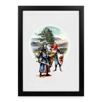 Chevaliers Médiéval Enfants Guerriers - Affiche encadrée (27 × 37 cm) - noir - Devant