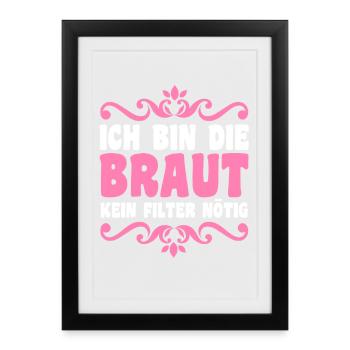 Enterrement de vie de garçon Équipe Mariée Enterrement de vie de jeune fille - Affiche encadrée (27 × 37 cm) - noir - Devant