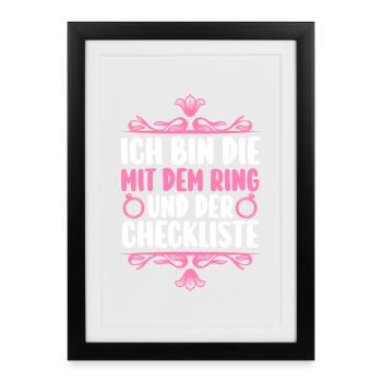 Enterrement de vie de garçon Équipe Mariée Enterrement de vie de jeune fille - Affiche encadrée (27 × 37 cm) - noir - Devant