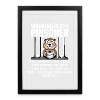 Lundi Trapped Work Drôle Tenue De Travail - Affiche encadrée (27 × 37 cm) - noir - Devant