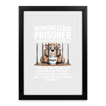 Lundi Trapped Work Drôle Tenue De Travail - Affiche encadrée (27 × 37 cm) - noir - Devant