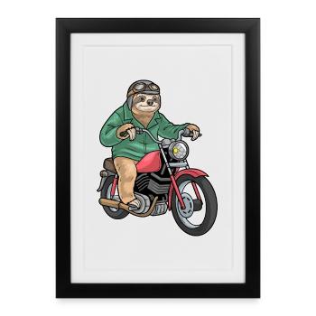 Moto paresseux - Affiche encadrée (27 × 37 cm) - noir - Devant
