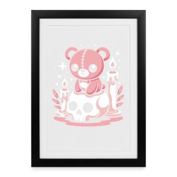 Kawaii Pastel Goth Patched Bear - Affiche encadrée (27 × 37 cm) - noir - Devant