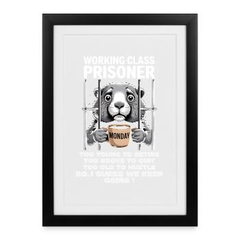 Lundi Trapped Work Drôle Tenue De Travail - Affiche encadrée (27 × 37 cm) - noir - Devant