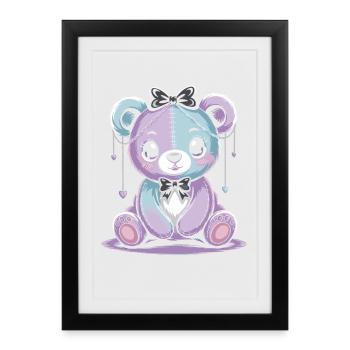 Kawaii Pastel Goth Patched Bear - Framed poster (27 × 37 cm) - black - Front