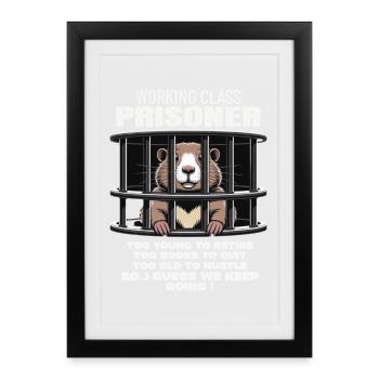 Lundi Trapped Work Drôle Tenue De Travail - Affiche encadrée (27 × 37 cm) - noir - Devant