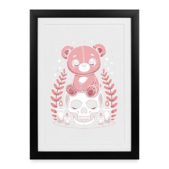 Kawaii Pastel Goth Patched Bear - Affiche encadrée (27 × 37 cm) - noir - Devant