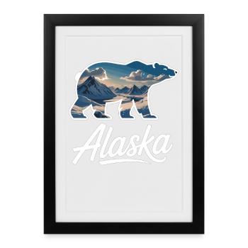 Chemise Alaska Bear – Cadeau pour les amateurs de plein air - Affiche encadrée (27 × 37 cm) - noir - Devant