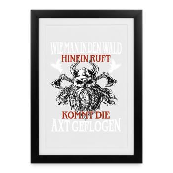 Forest Call and Axe – Viking Spell - Framed poster (27 × 37 cm) - black - Front