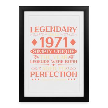 1971 Vintage Born Vintage - 55ème anniversaire - Affiche encadrée (27 × 37 cm) - noir - Devant