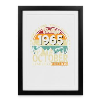 60ème Anniversaire Millésime Octobre Cru 1965 - Affiche encadrée (27 × 37 cm) - noir - Devant