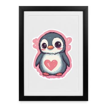 Pinguin - Gerahmtes Poster (27 × 37 cm) - Schwarz - Vorne