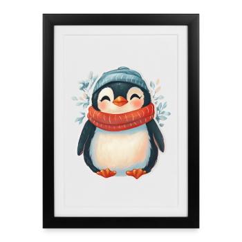 Pinguin - Gerahmtes Poster (27 × 37 cm) - Schwarz - Vorne