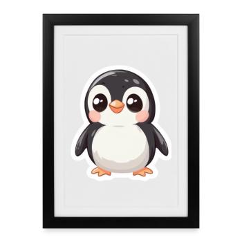 Pinguin - Gerahmtes Poster (27 × 37 cm) - Schwarz - Vorne