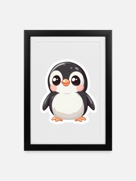 Pinguin - Gerahmtes Poster (27 × 37 cm) - Schwarz