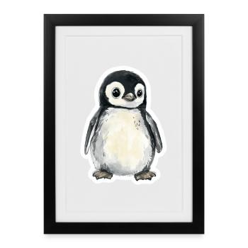 Pinguin - Gerahmtes Poster (27 × 37 cm) - Schwarz - Vorne