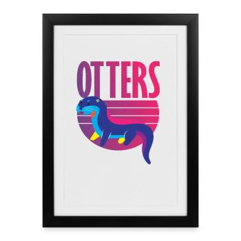Loutre de mer rétro - Affiche encadrée (27 × 37 cm) - noir - Devant